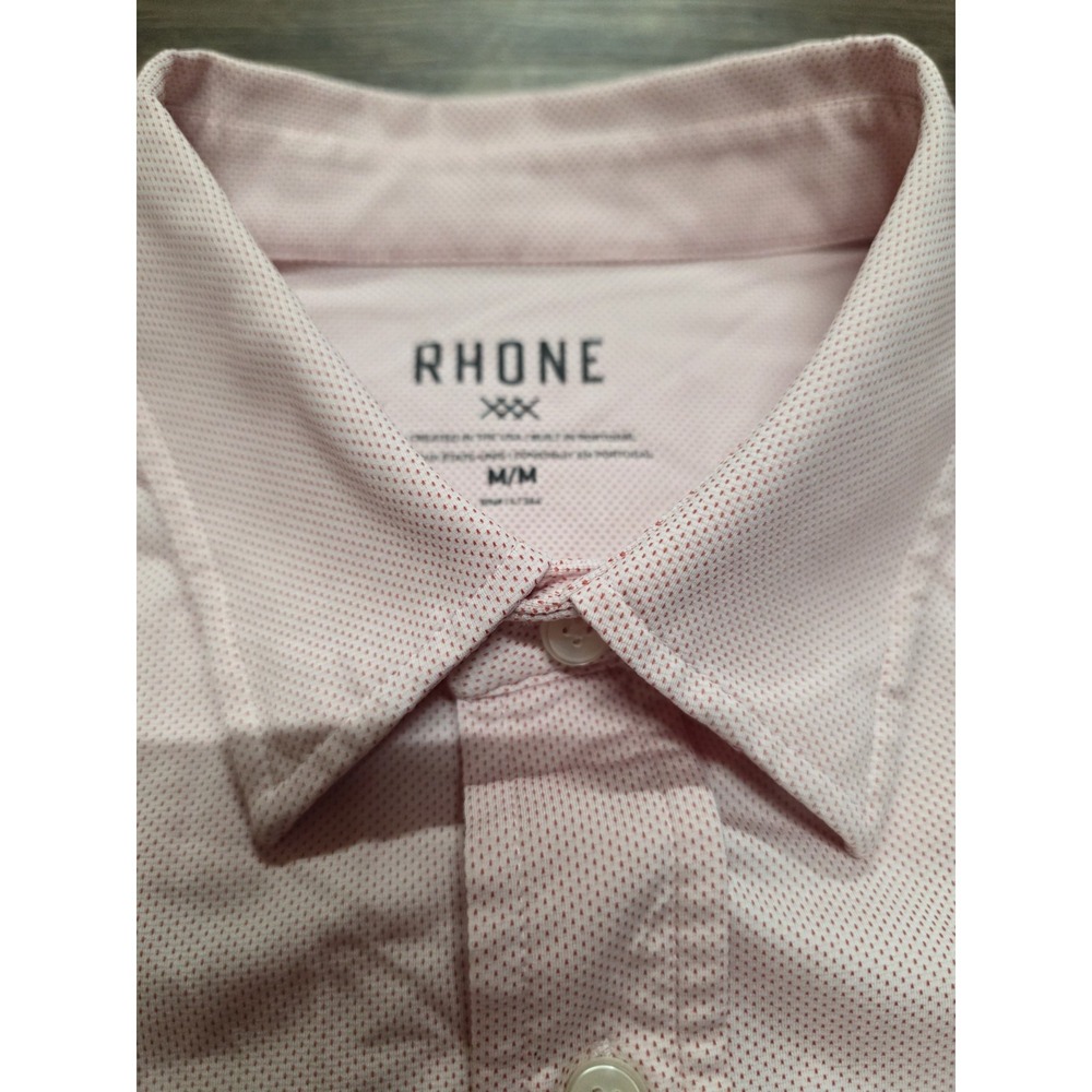 Rhone Commuter Long Sleeve Dress Shirt Mens Size M Button Up Pink/Red - Picture 3 of 5